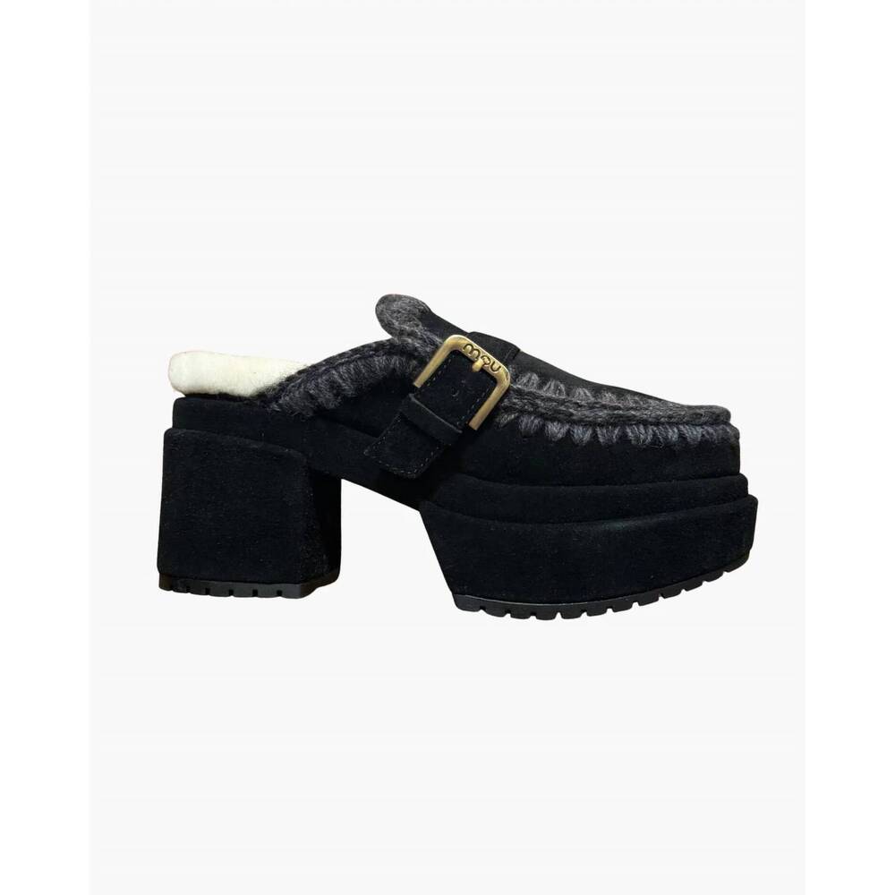 NEW MOU women's platform with buckle strap clog in black